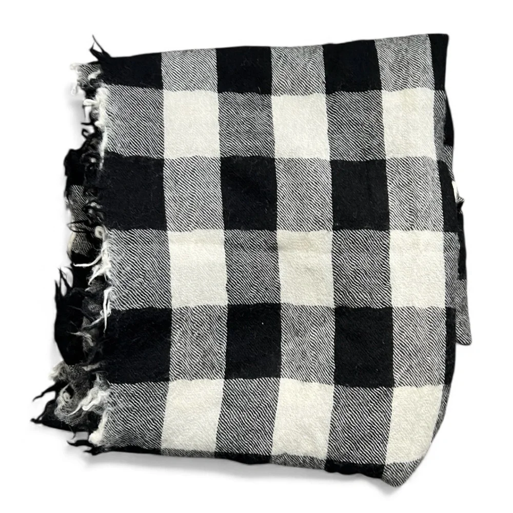 Polo Ralph Lauren Black and White Checkered Scarf wool preppy heritage unisex